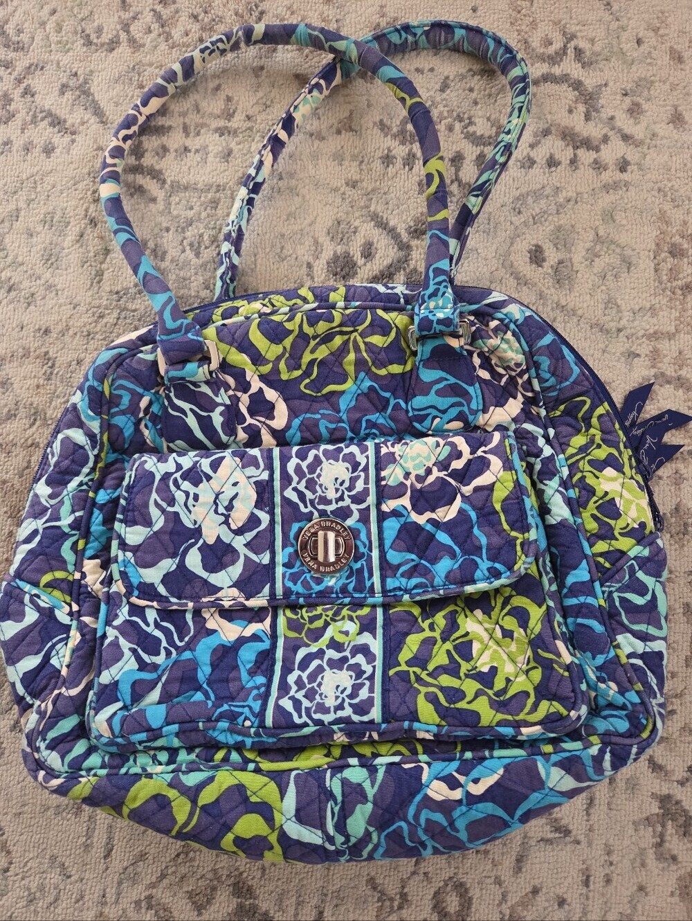 Vera Bradley Katalina Blues Shoulder Bag Quilted Tote Floral Retired EUC